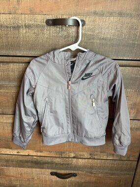 Nike Kids Gray Hooded Lightweight Jacket